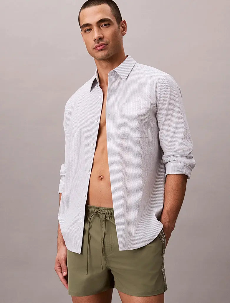 Short de bain court avec cordon de serrage - Logo Tape - CALVERO