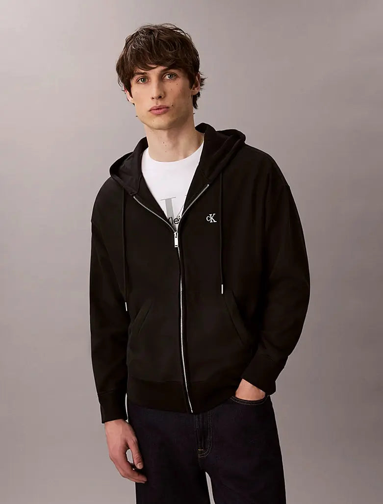 Sweat-shirt à capuche relaxed zippé avec monogramme Calvin Klein