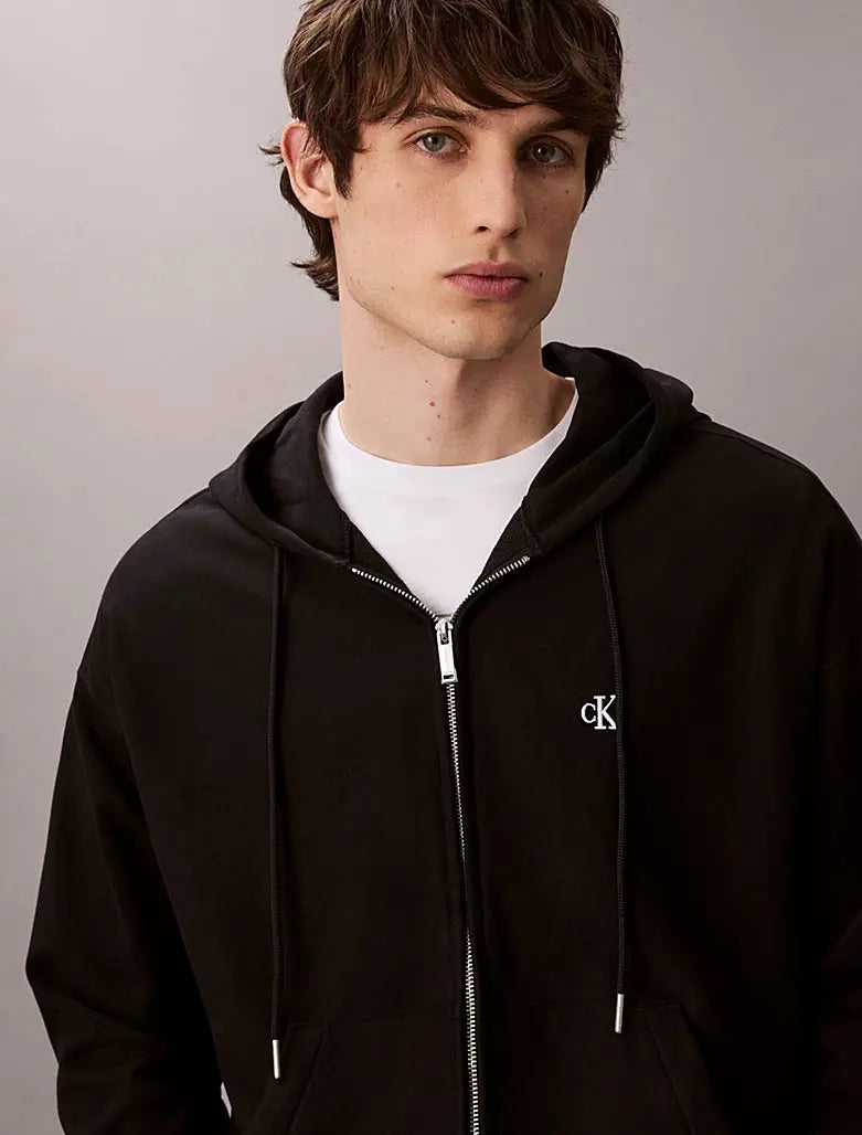 Sweat-shirt à capuche relaxed zippé avec monogramme Calvin Klein