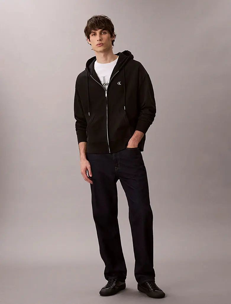 Sweat-shirt à capuche relaxed zippé avec monogramme Calvin Klein
