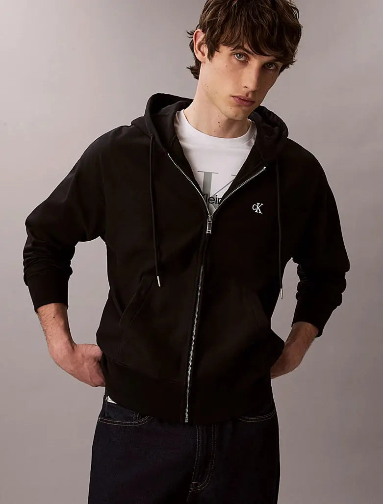 Sweat-shirt à capuche relaxed zippé avec monogramme Calvin Klein