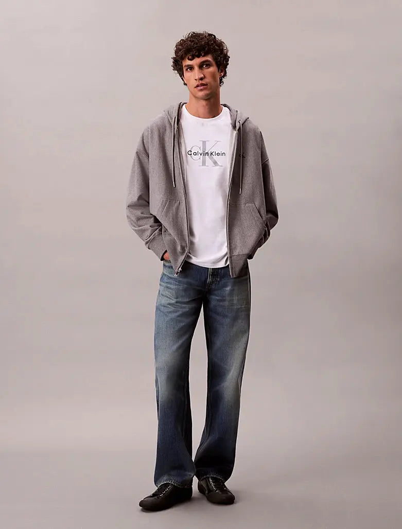 Sweat-shirt à capuche relaxed zippé avec monogramme Calvin Klein