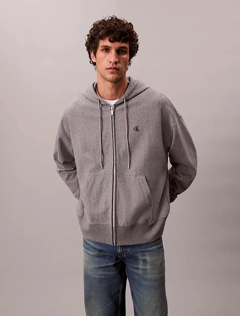 Sweat-shirt à capuche relaxed zippé avec monogramme Calvin Klein