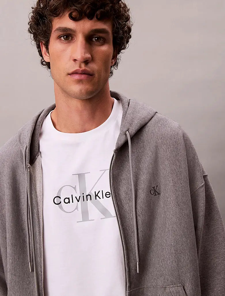 Sweat-shirt à capuche relaxed zippé avec monogramme Calvin Klein
