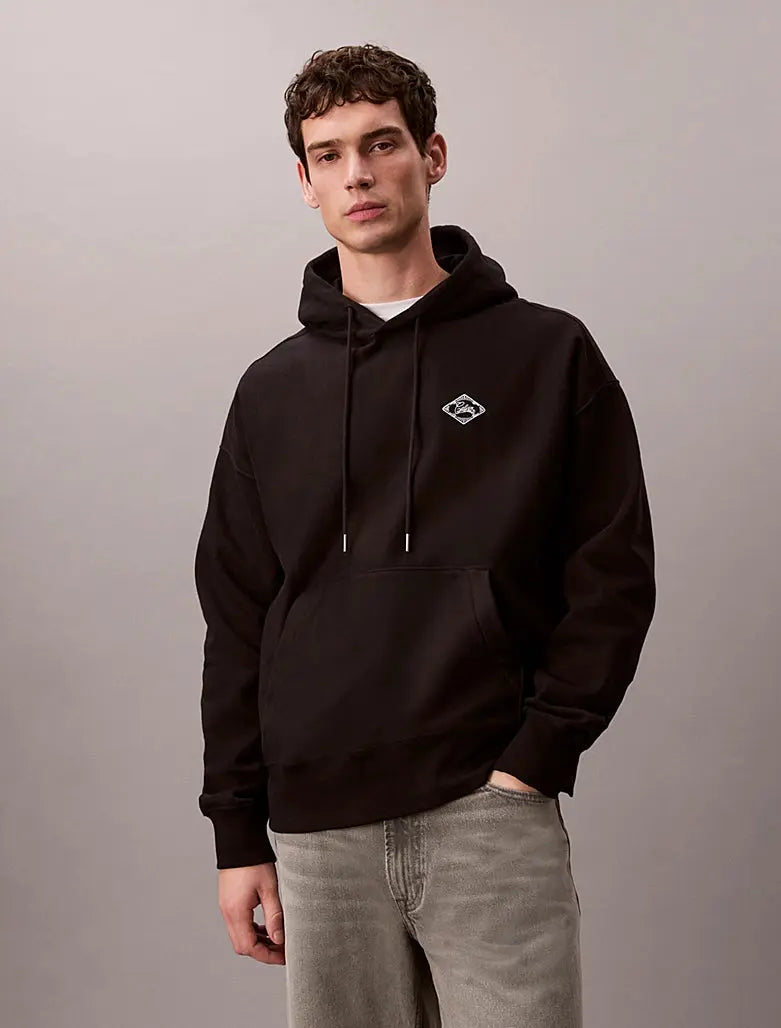 Sweat à capuche en polaire avec logo graphique Calvin Klein