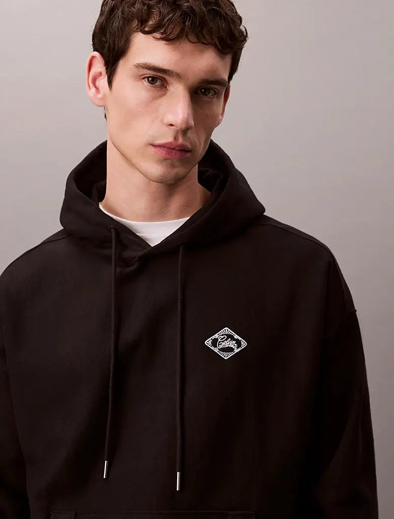 Sweat à capuche en polaire avec logo graphique Calvin Klein
