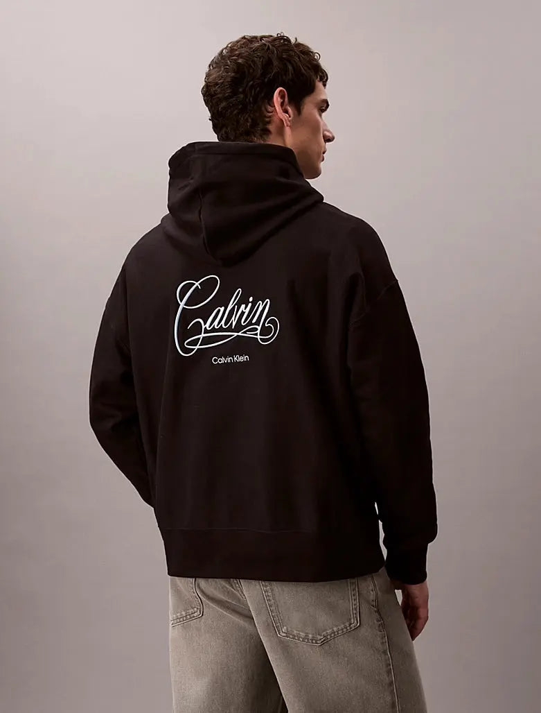 Sweat à capuche en polaire avec logo graphique Calvin Klein