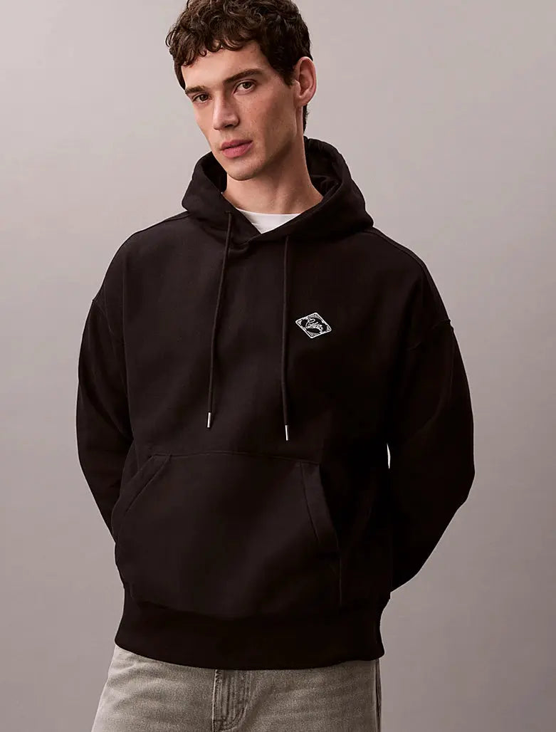 Sweat à capuche en polaire avec logo graphique Calvin Klein