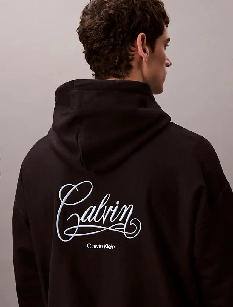 Sweat à capuche en polaire avec logo graphique Calvin Klein
