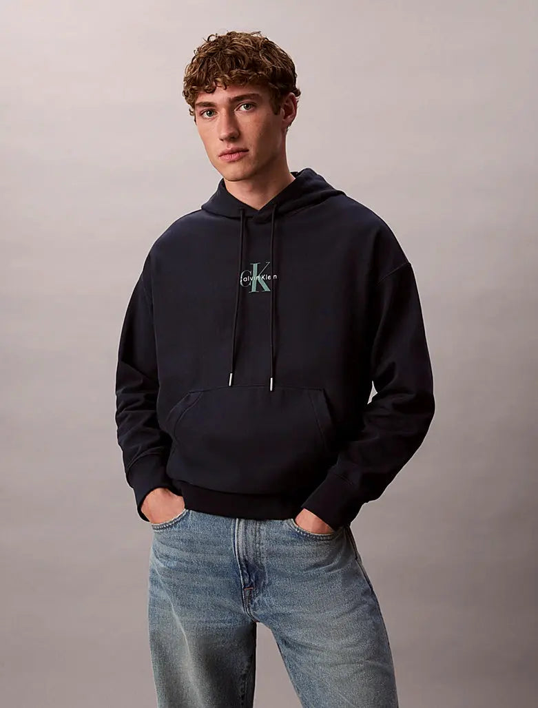 Sweat à capuche en polaire haut de gamme avec logo monogramme Calvin Klein
