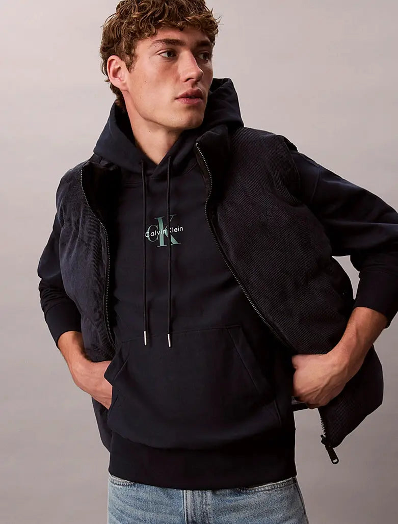Sweat à capuche en polaire haut de gamme avec logo monogramme Calvin Klein