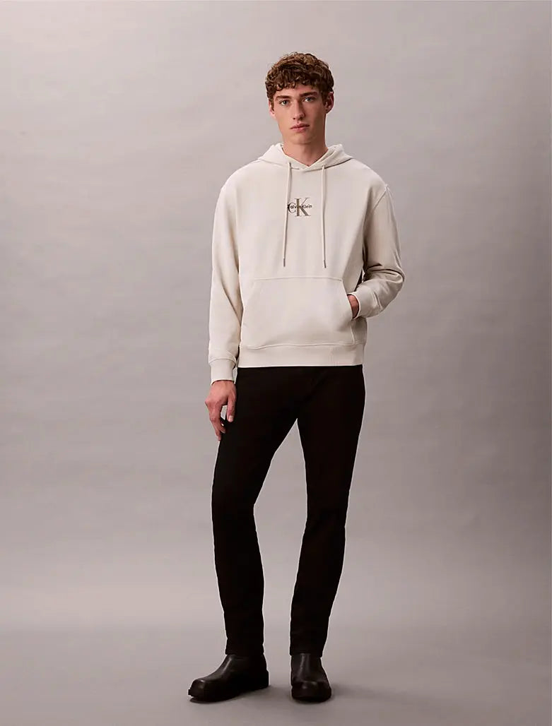 Sweat à capuche en tissu éponge de coton avec monogramme Calvin Klein