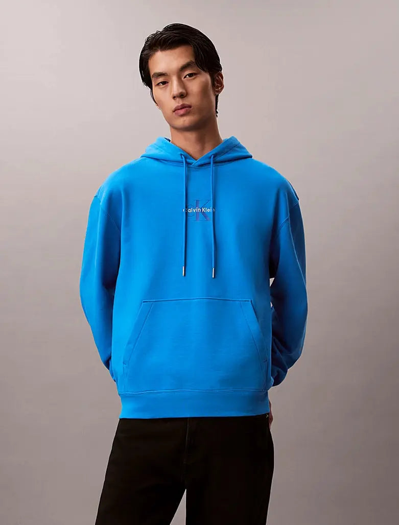 Sweat à capuche en tissu éponge de coton avec monogramme - CALVERO