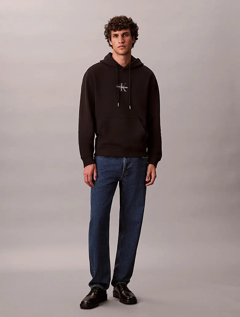 Sweat à capuche en tissu éponge de coton avec monogramme Calvin Klein