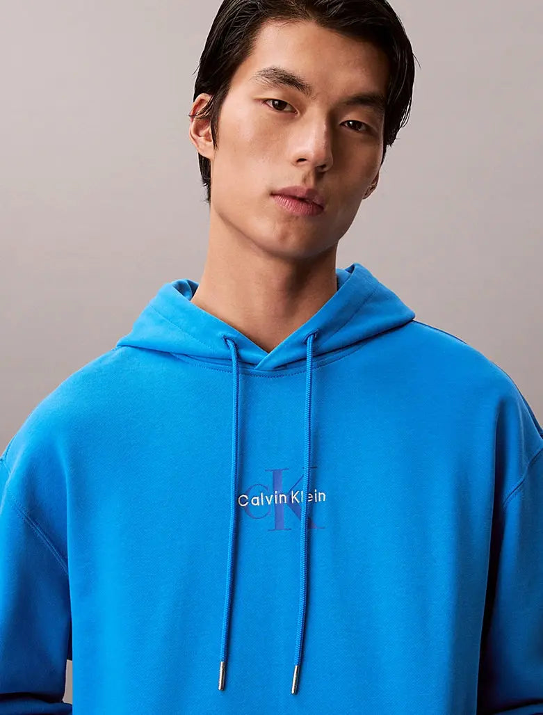 Sweat à capuche en tissu éponge de coton avec monogramme - CALVERO