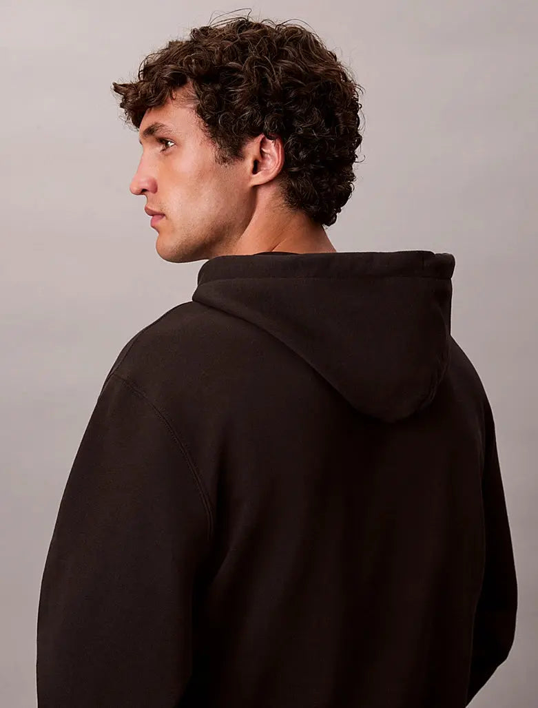 Sweat à capuche en tissu éponge de coton avec monogramme Calvin Klein
