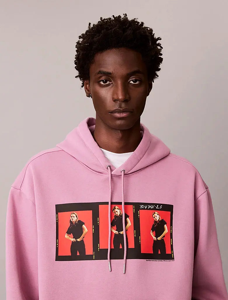 Sweat à capuche relaxed en polaire avec imprimé graphique Kate Moss - CALVERO