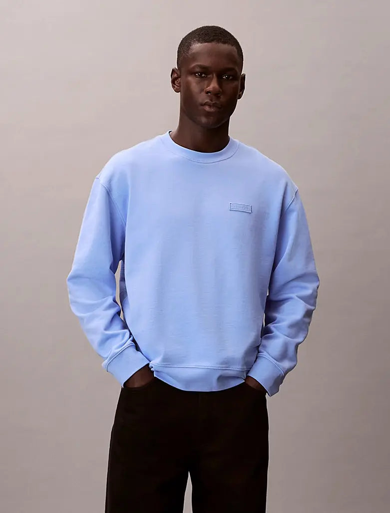 Sweat en tissu éponge de coton avec insigne Calvin Klein