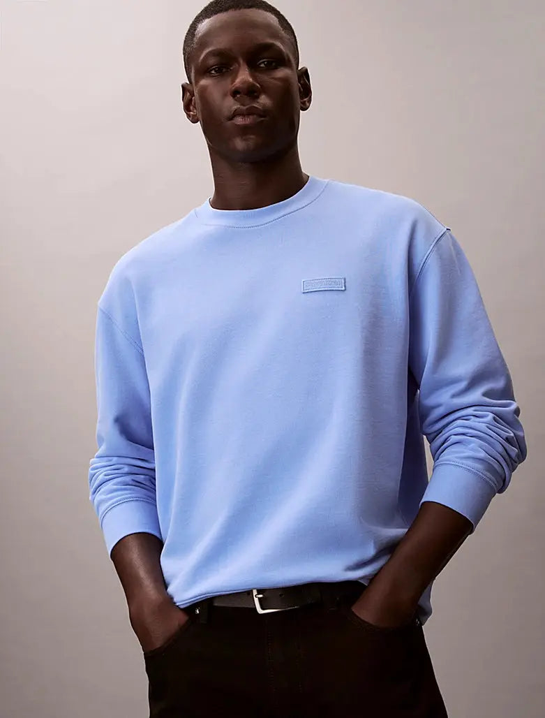 Sweat en tissu éponge de coton avec insigne Calvin Klein