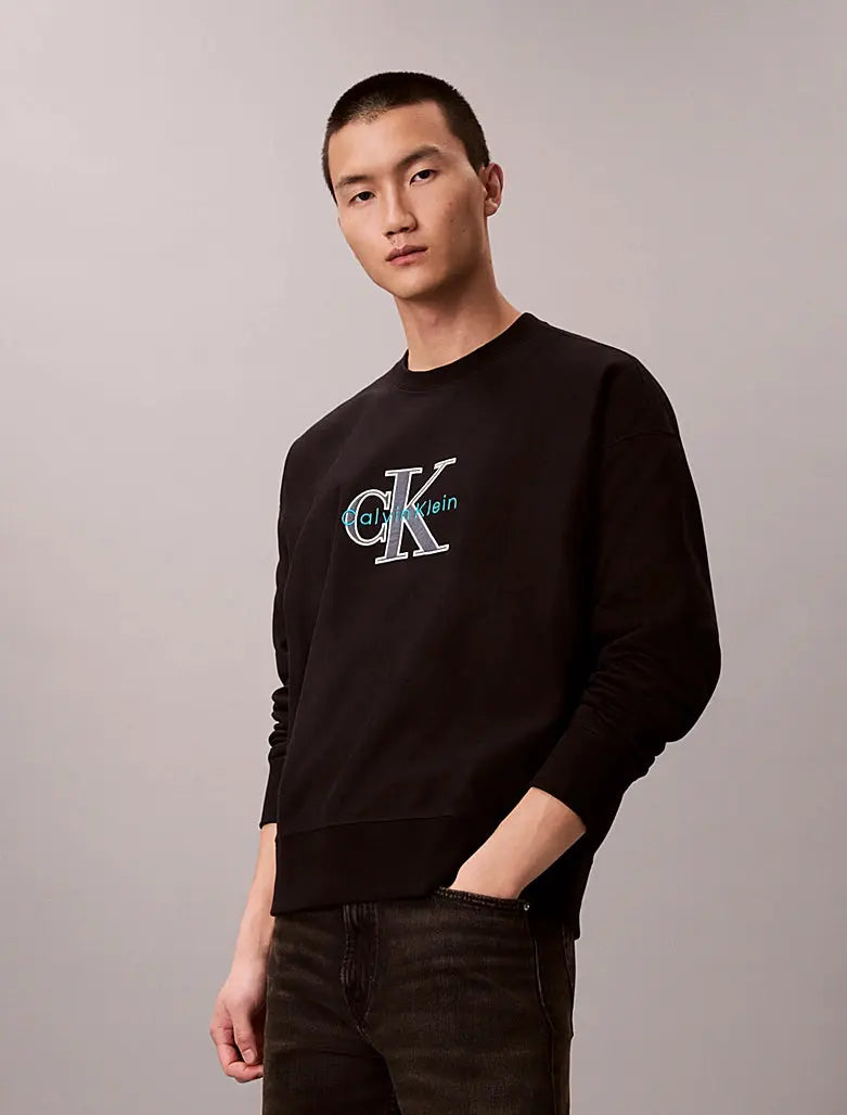 Sweat relaxed en polaire avec logo monogramme - CALVERO