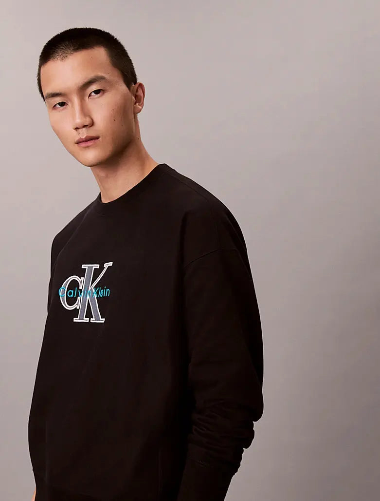 Sweat relaxed en polaire avec logo monogramme - CALVERO