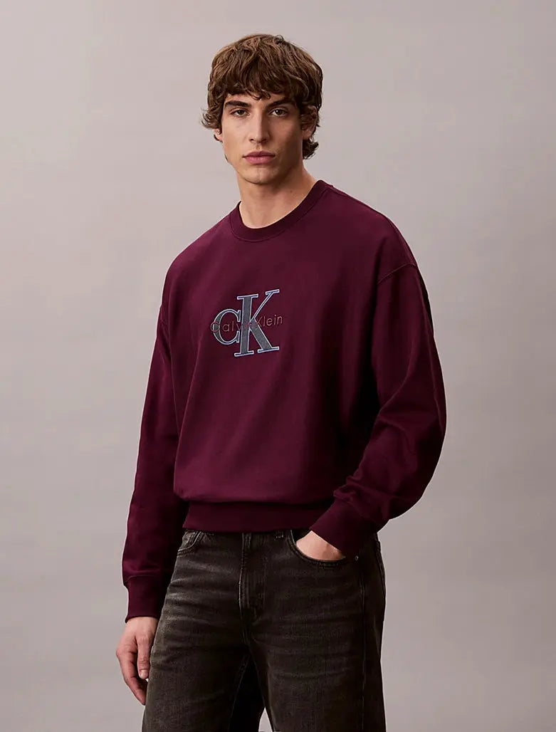 Sweat relaxed en polaire avec logo monogramme - CALVERO