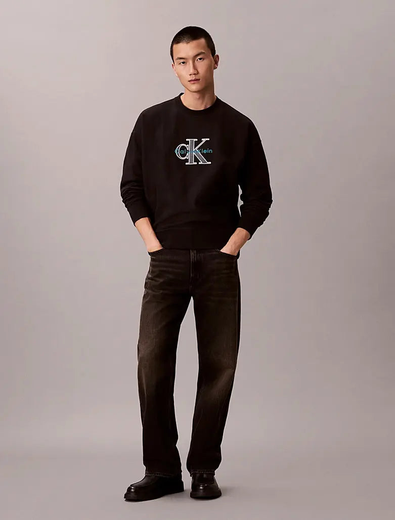 Sweat relaxed en polaire avec logo monogramme - CALVERO