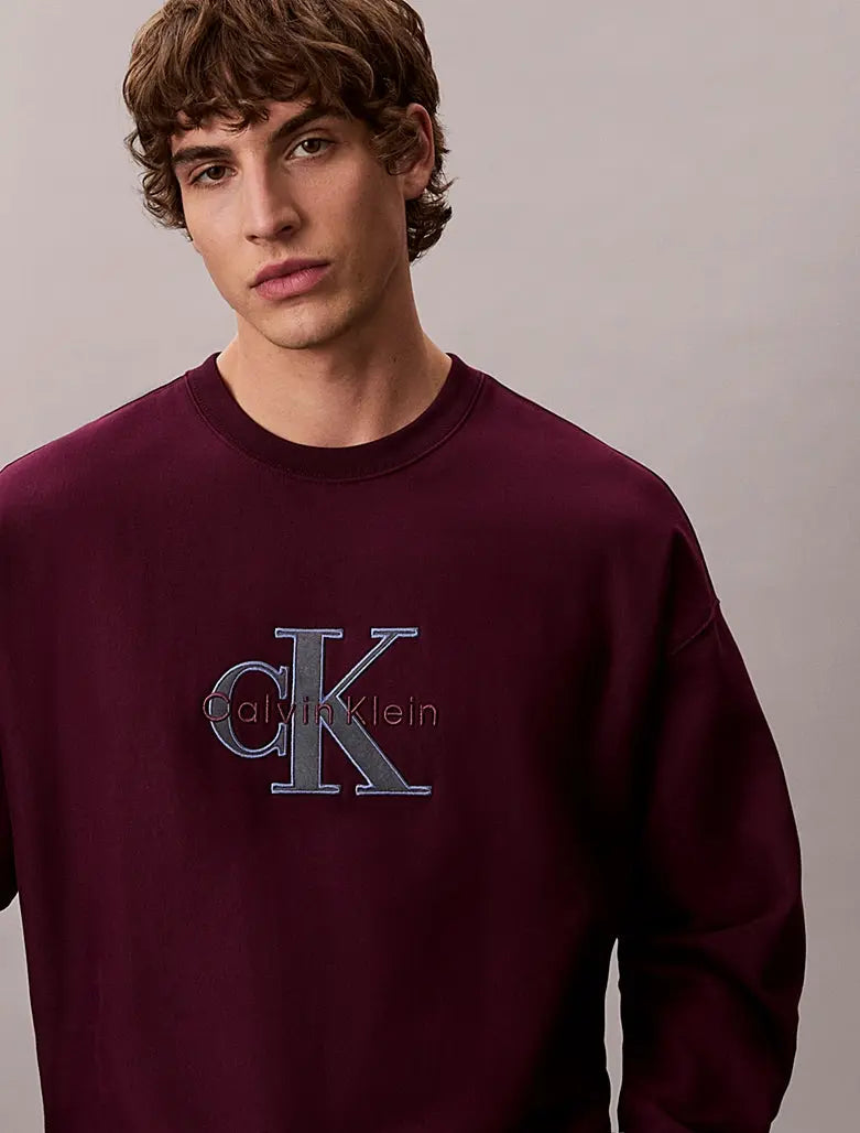 Sweat relaxed en polaire avec logo monogramme - CALVERO