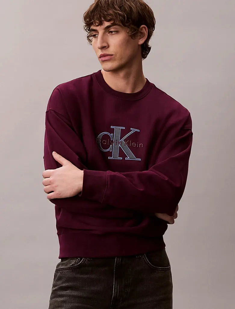 Sweat relaxed en polaire avec logo monogramme - CALVERO