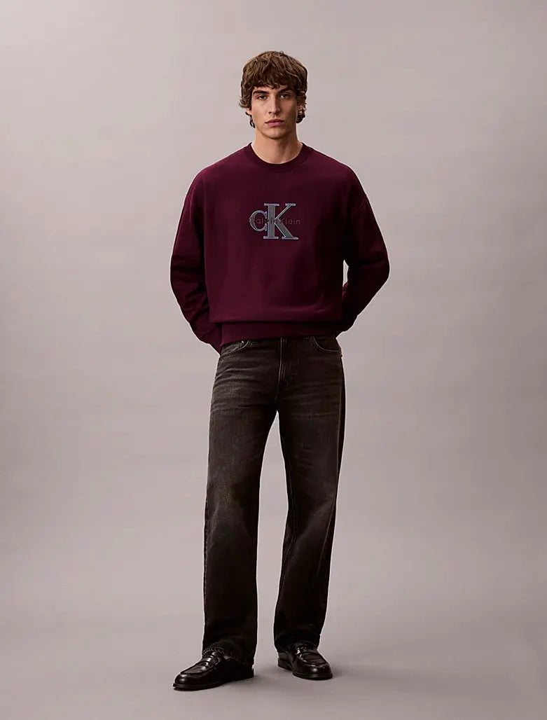 Sweat relaxed en polaire avec logo monogramme - CALVERO