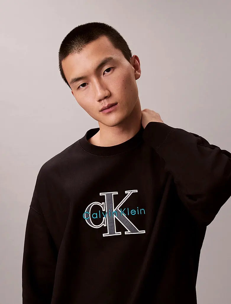 Sweat relaxed en polaire avec logo monogramme - CALVERO