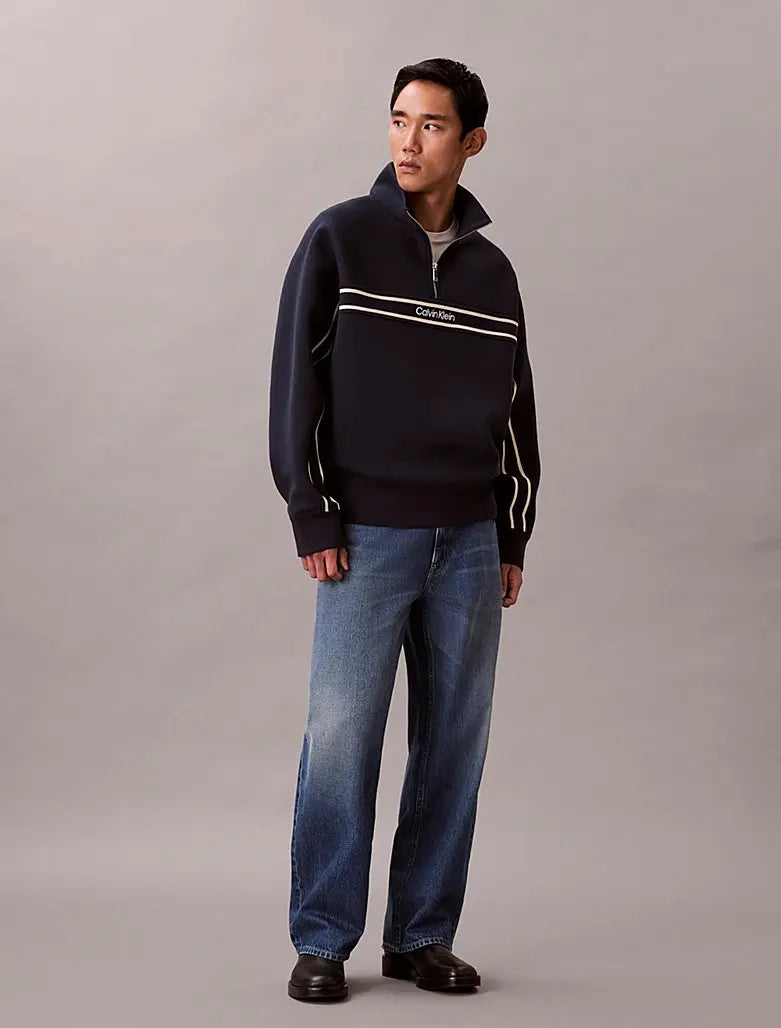 Sweat relaxed partiellement zippé en spacer Calvin Klein