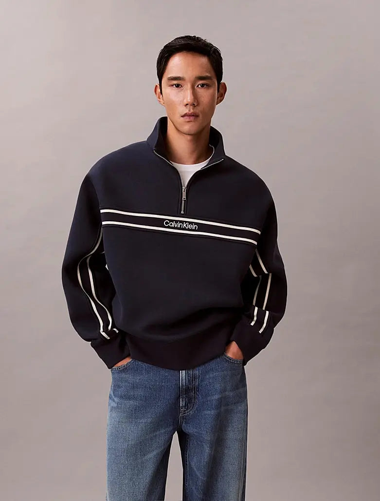 Sweat relaxed partiellement zippé en spacer Calvin Klein