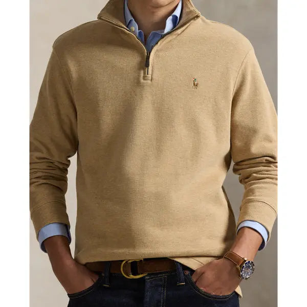 Pull quart de zip en maille double - CALVERO